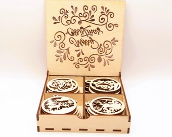 Juego de 28 adornos navideños: adornos para el árbol en una caja de regalo festiva | Juego de 28 bolas navideñas