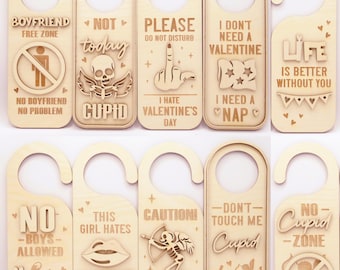 Colgadores de madera para puertas – Colección San Valentín / Anti-San Valentín