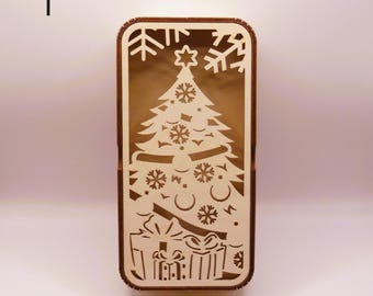 Caja de regalo navideña de madera – 2 diseños | Sobre para dinero | Hecha a mano | Grabado personalizado