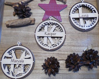 Adorno con nombre personalizado – Regalo de Navidad personalizado en 3D – Madera de abedul grabada – Decoración única para el árbol de Navidad