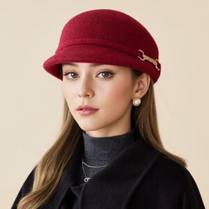 BORDONI ?? WOMEN\'S RED WOOL COMFORT WINTER BUCKET HAT Amazon.com: Women Winter Knit 1920s Vintage Bucket Bowler  main image 4