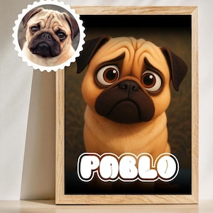 Personalized Cartoon Pet Portrait, Custom Cartoon Dog,Cat Portrait, Custom Pet Poster,Pet Cartoon,Wall Art for Pet Lovers, Digital Downloads