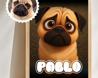 Personalized Cartoon Pet Portrait, Custom Cartoon Dog,Cat Portrait, Custom Pet Poster,Pet Cartoon,Wall Art for Pet Lovers, Digital Downloads