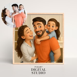 Personalized Cartoon Portrait for Dad , and Kids Digital Drawing Father's Day Gift Custom Pixar Style Portrait Personalized Fathers Day Gift