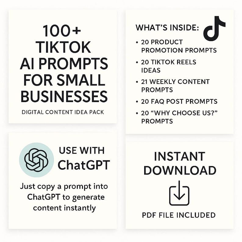 100+ Tiktok AI Prompts for Small Business Creators - Etsy