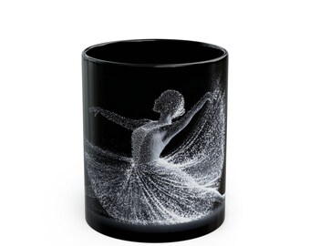 Elegante taza de bailarina de ballet, regalo artístico para amantes de la danza, taza de café negra, perfecta para cumpleaños, decoración del hogar o estudios de danza.