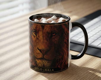 Caneca de Café Leão - Arte Animal Vibrante, Caneca de Cerâmica Decorativa