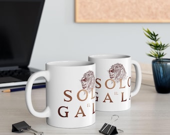 Caneca de café de cerâmica com estampa de leão, presente para amantes de animais (325ml e 445ml)