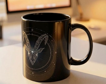 Cosmic Goat Black koffiemok: astrologie sterrenbeeld decor - 11oz/15oz