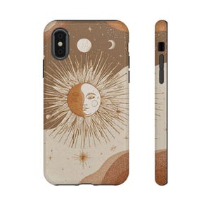Celestial Phone Case - Sun and Moon Design - Boho iPhone & Samsung Case - Spiritual Gift - Cosmic Art - Astrology Lover Accessory