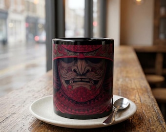 Czarny kubek do kawy „Samurai Warrior” – pomysłowy design