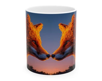 Autumn Fox Tree Art Coffee Mug | Fall Forest Ceramic Cup