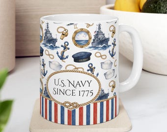 Taza personalizada con nombre de la Marina de los EE. UU. desde 1775 / Regalo náutico marítimo