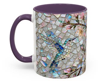 Mosaic Hummingbird Accent Coffee Mug | 11oz 15oz