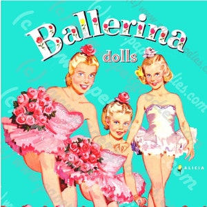 SALE! Ballerina Dolls, Restored 1953 Paper Doll Book, No. 842