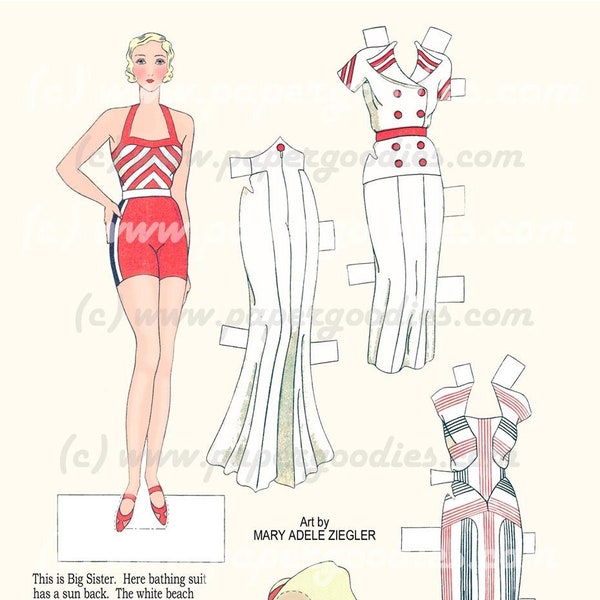 Londy Shirt Card 1932 Advertising Premium Paper Dolls. Item No. 1822, 4 Cardstock Pages, Art Deco Fashions