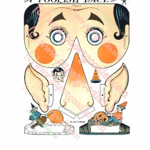 1932 Halloween Mask: Foolish Face Printable (Digital Download)