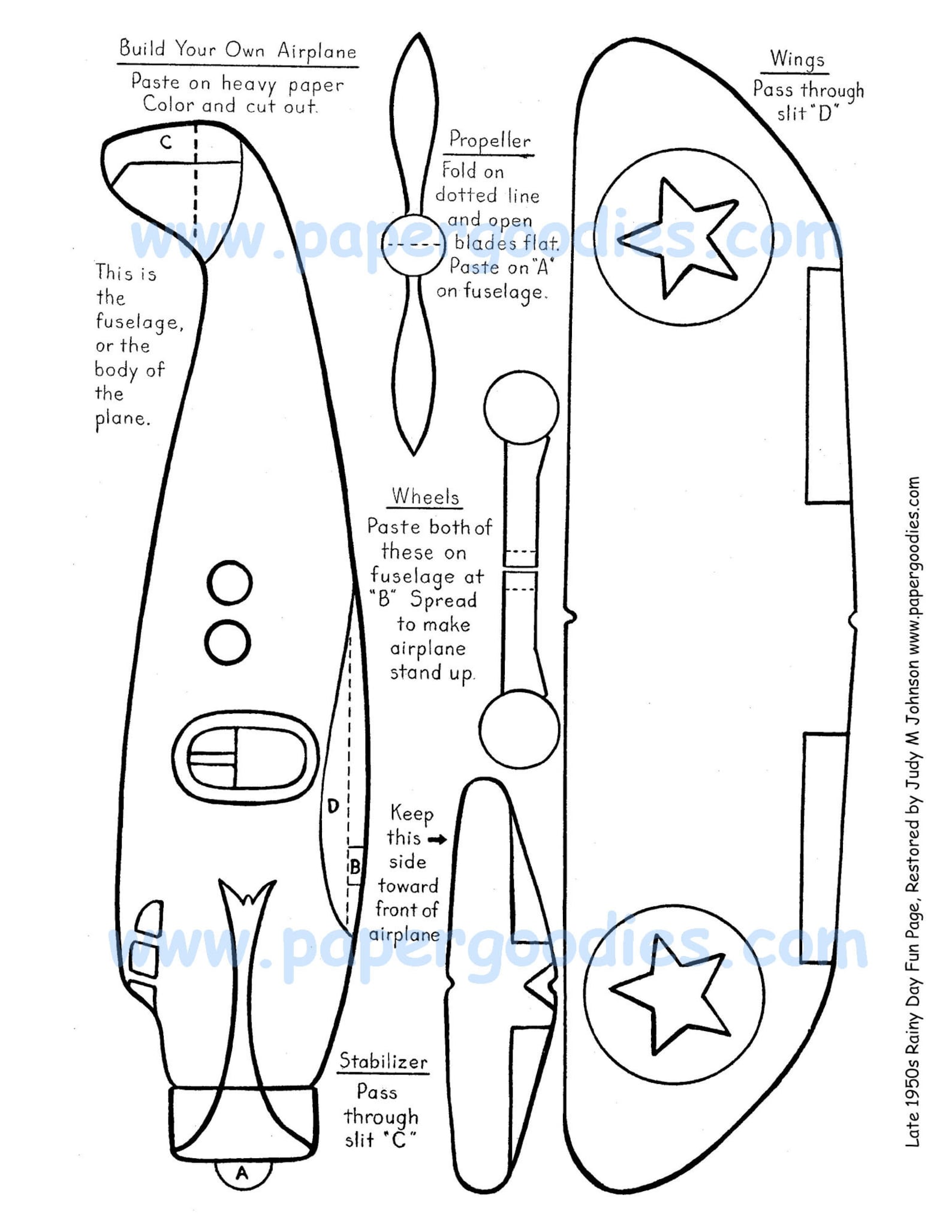 INSTANT PRINTABLE Download, 2 Airplanes to Colorcutfly, Paper Toy