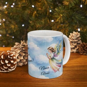 Taza de cerámica personalizada con el nombre "Ángeles contigo, cielo y nubes" imagen 14