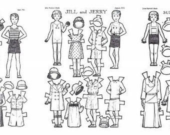 Color, Cut & Play Paper Dolls: AMERICAN FAMILY of the 30s  no. 2519, coloring sheets