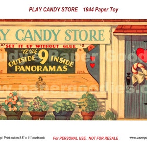 Play Candy Store 1944 PRINTABLE, Digital INSTANT Download, Four Pages, Paper Toy, Fun for Kids, Paper Craft, Party fun