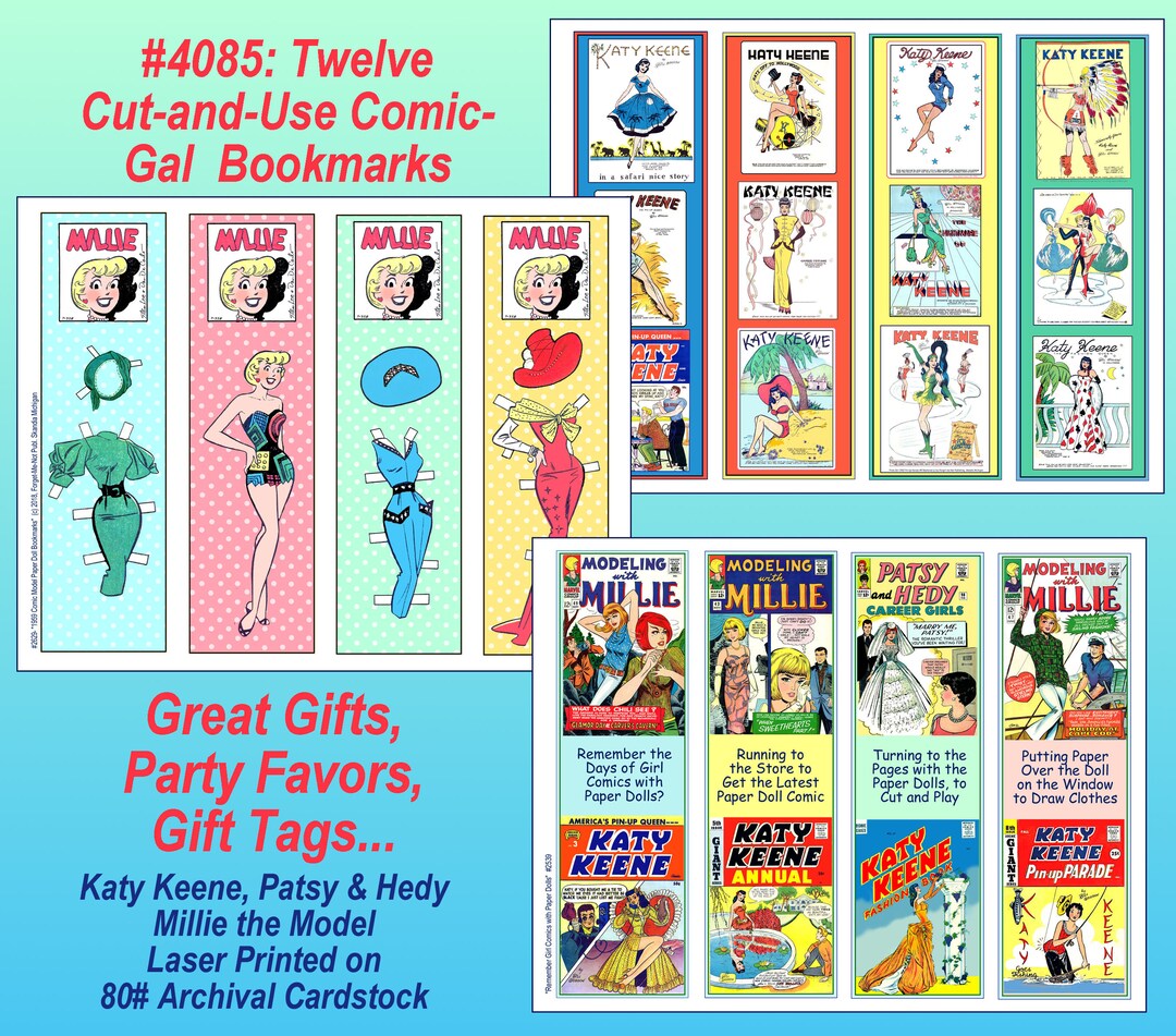 Comic Gals 12 Bookmarks, to Cut-and-use. Katy Keene, Millie Model ...
