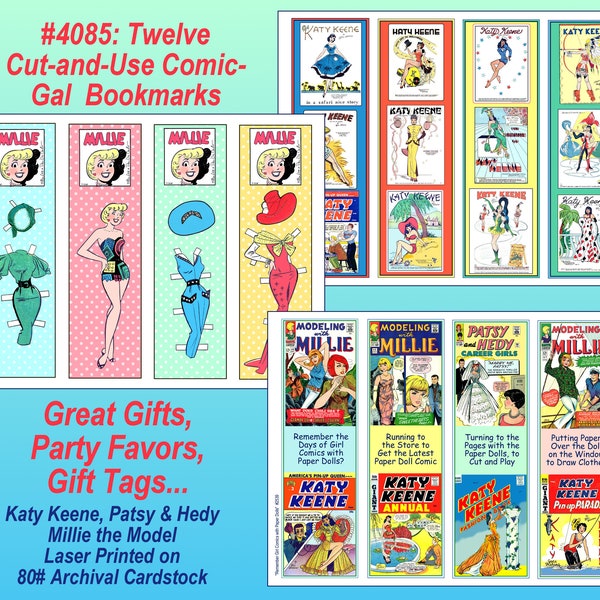 Comic Gals - 12 Bookmarks, to Cut-and-Use. Katy Keene, Millie Model, Patsy