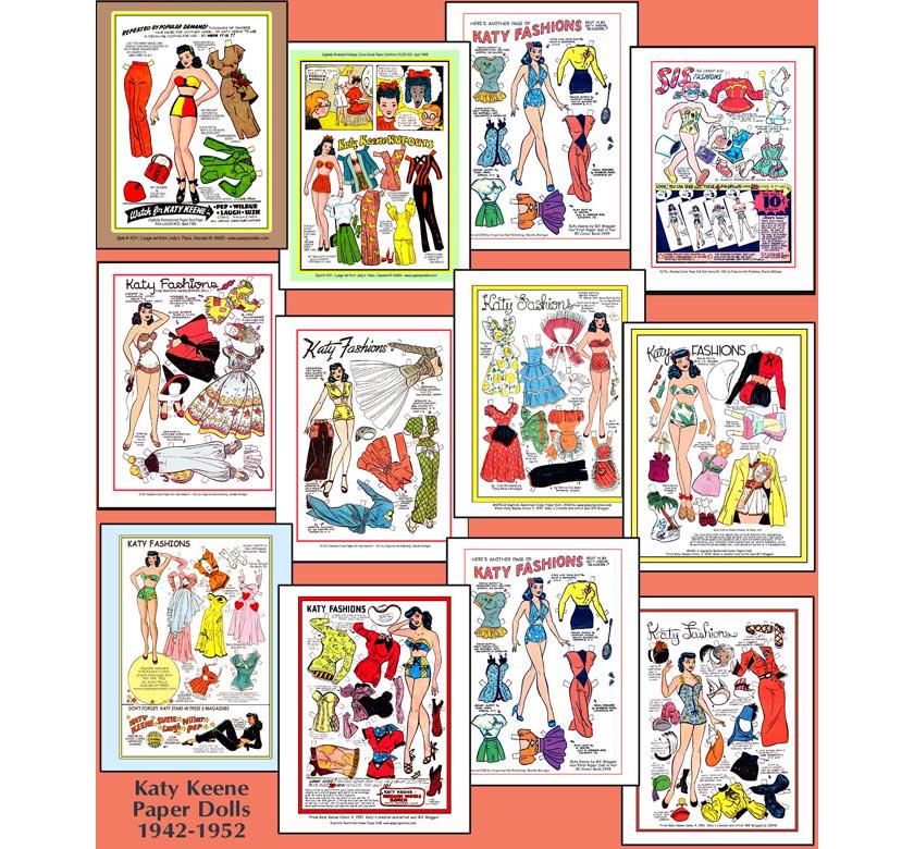 12 Paper Doll Art Prints, Katy Dandy Dozen- Early 1942-52 Katy