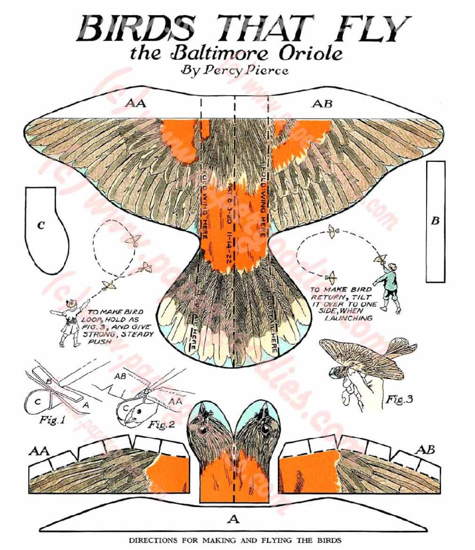 INSTANT PRINTABLE Download, 310 Dpi, 1924 Birds That Fly, Paper Toy ...