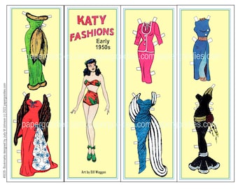 8 Katy Keene Bookmarks no.3035. 8 to cut and use. Low priced gift, fashion, Comic art