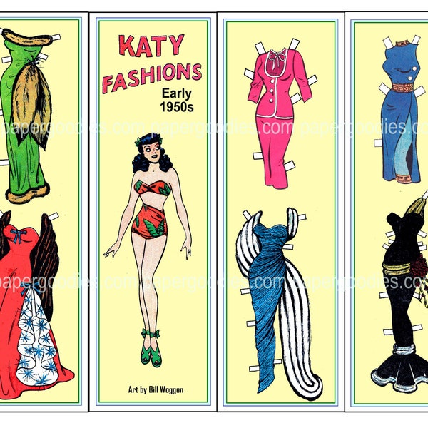 8 Katy Keene Bookmarks no.3035. 8 to cut and use. Low priced gift, fashion, Comic art