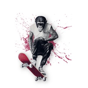 Funny Skater Monkey T-Shirt for Streetwear and Skateboard Fans