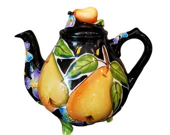 Vintage Blue Sky Clayworks Icing on the Cake Pear Teapot By J. McCall