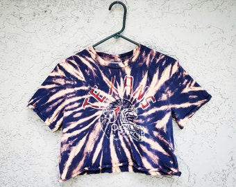 Houston Texans Tie Dye Crop Top T-shirt - Bleach Dyed Cropped T Shirt - One of a kind rework tshirt - Size M Medium and XL Graphic Tee