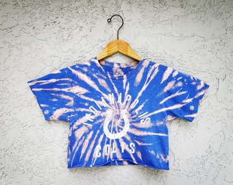 Reworked Indianapolis Colts Tie Dye Crop Top T-shirt, Bleach Dyed Cropped T Shirt, Football graphic tee rework, Size Small S tshirt