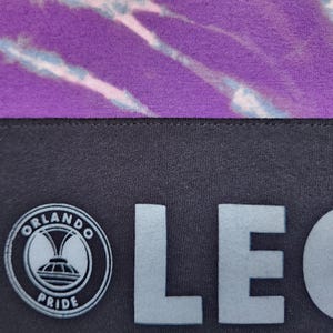 Reworked Orlando PRIDE SC Tie Dye Crop Top T-shirt, Bleach dyed cropped shirt, Hand Dyed graphic tee, Size M Medium, Soccer Club image 3