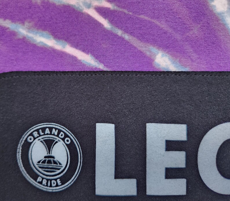 Reworked Orlando PRIDE SC Tie Dye Crop Top T-shirt, Bleach dyed cropped shirt, Hand Dyed graphic tee, Size M Medium, Soccer Club image 3
