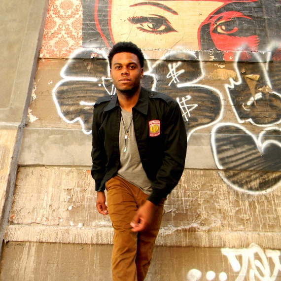Vintage Black Flight Jacket 80s Unisex 
