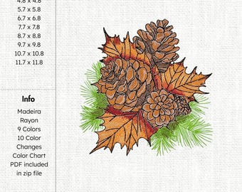 Herfst bos boeket Machine borduurwerk ontwerpen herfst bloemen borduurwerk patroon bos arrangement seizoensgebonden bloemen Machine borduurwerk-bestand