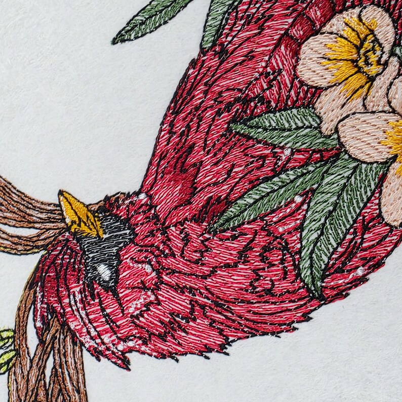 Cardinal Heart Wreath Embroidery Design Winter Bird Embroidery Pattern ...