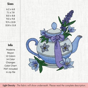 Diseño de bordado de flores de tetera Patrón de bordado a máquina de tetera floral Archivo de bordado de tetera retro Tetera de jardín