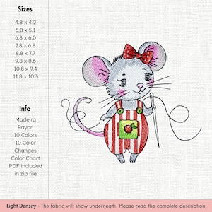 Adorable Sewing Mouse Machine Embroidery Design Needle Thread Pattern Craft Mouse Machine Embroidery File Sewing Mouse Digital Embroidery