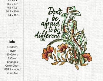 Be Different Cowgirl Quote Machine Embroidery File Western Saying Unique Rodeo Machine Embroidery Pattern Country Cowgirl Embroidery Design