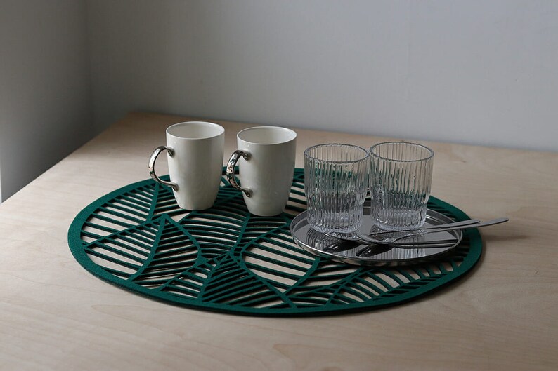 Coasters felt placemats Felt napkin with a leaf motif Etsy
