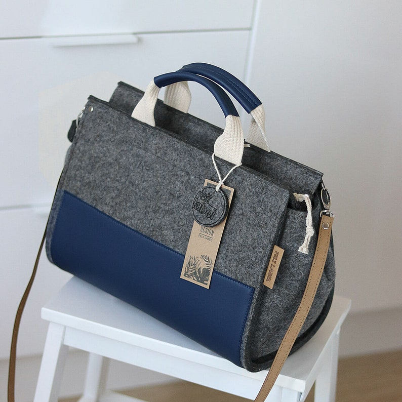 grey felt handbag