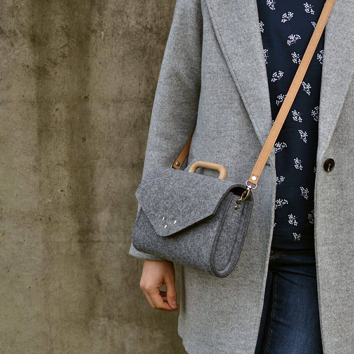 Felt Bag Felt Crossbody Bag Gray Felt Bag Felt&wood III Etsy