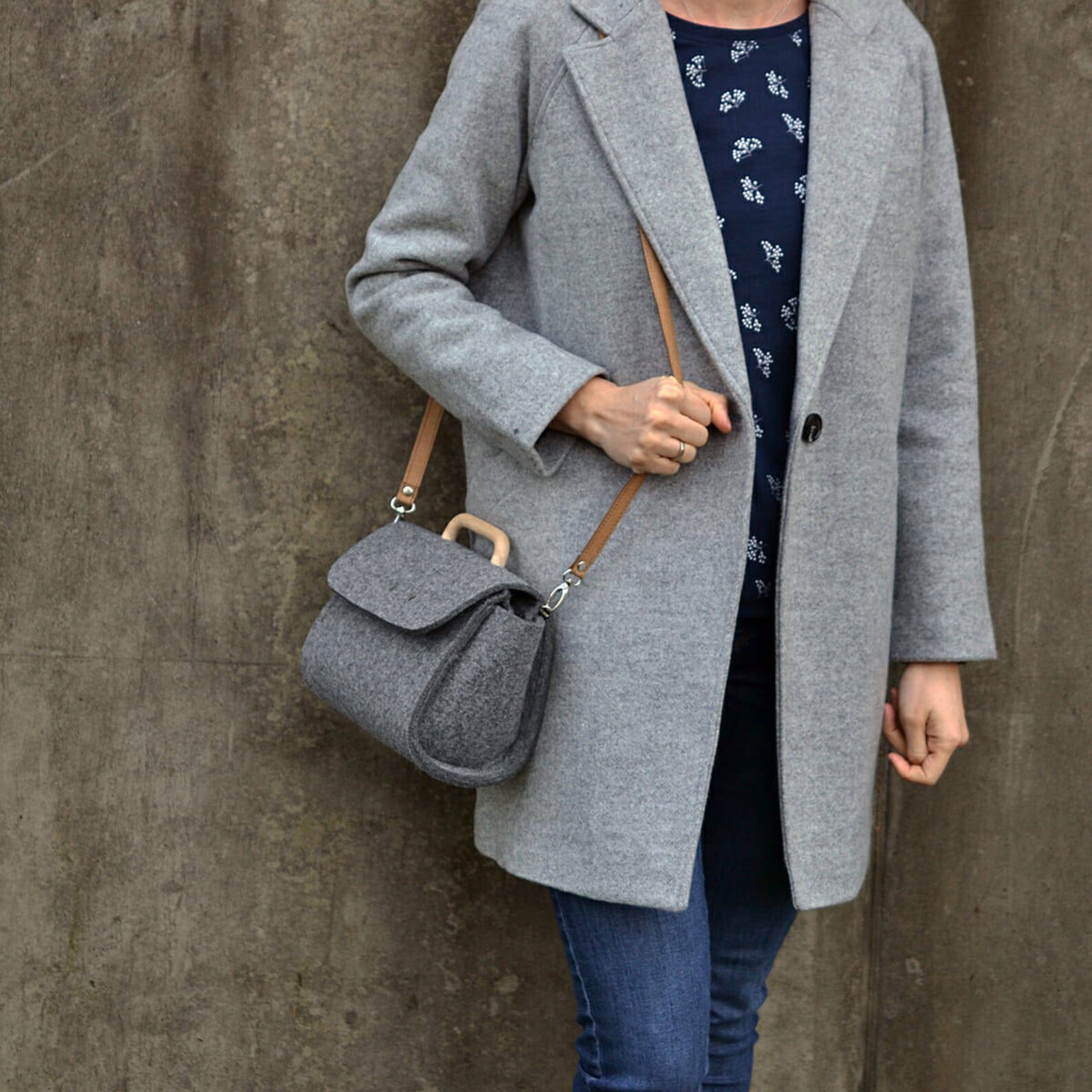 Felt Bag Felt Crossbody Bag Gray Felt Bag Felt&wood II Etsy