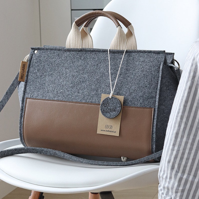 Grey Felt Zippered Handbag Grey Felt Bag Felt Shoulder Bag Etsy