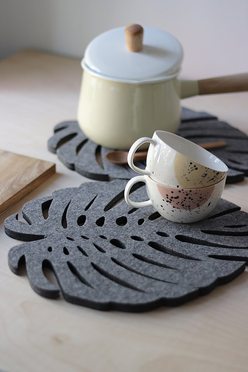 Felt Coaster Felt Placemats Felt Big Coasters Tropical Leaf Etsy UK