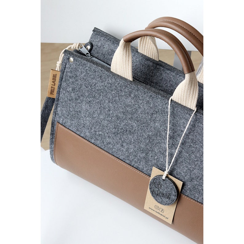 Grey Felt Zippered Handbag Grey Felt Bag Felt Shoulder Bag Etsy